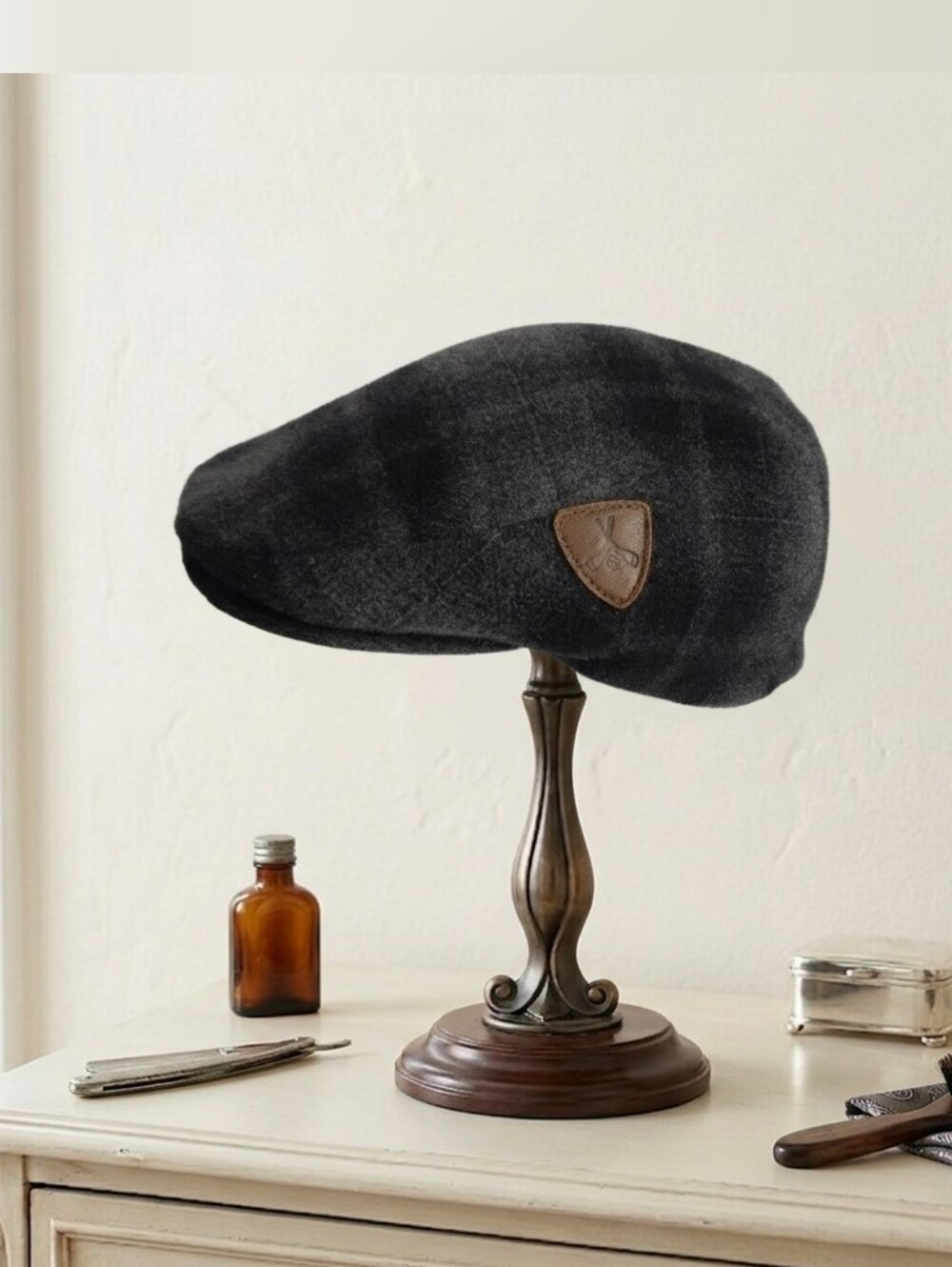 ​City Sport Belgium Plaid Wool Flat Cap Size 56 Grey Dark Academia Gorpcore
